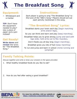 BEPA activity sheet for the breakfast song