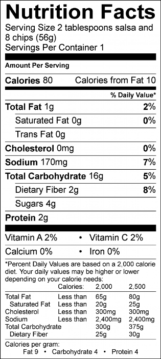 Photo of Nutrition Facts of Watermelon Salsa with Food Hero Baked Tortilla Chips