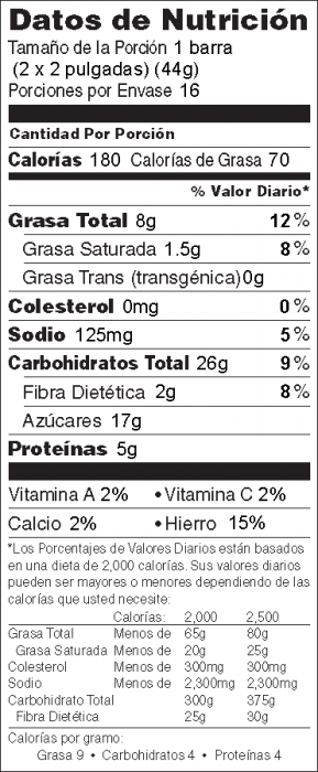Foto de información nutricional de Para Hojuelas de Maíz