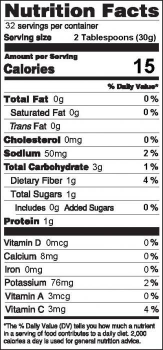 Photo of Nutrition facts of Farmers Market Salsa