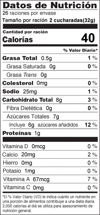 Foto de información nutricional de Crema para Untar de Calabaza con yoga sin sabor