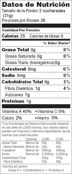 Foto de información nutricional de Crema para Untar de Calabaza con yogur sin sabor
