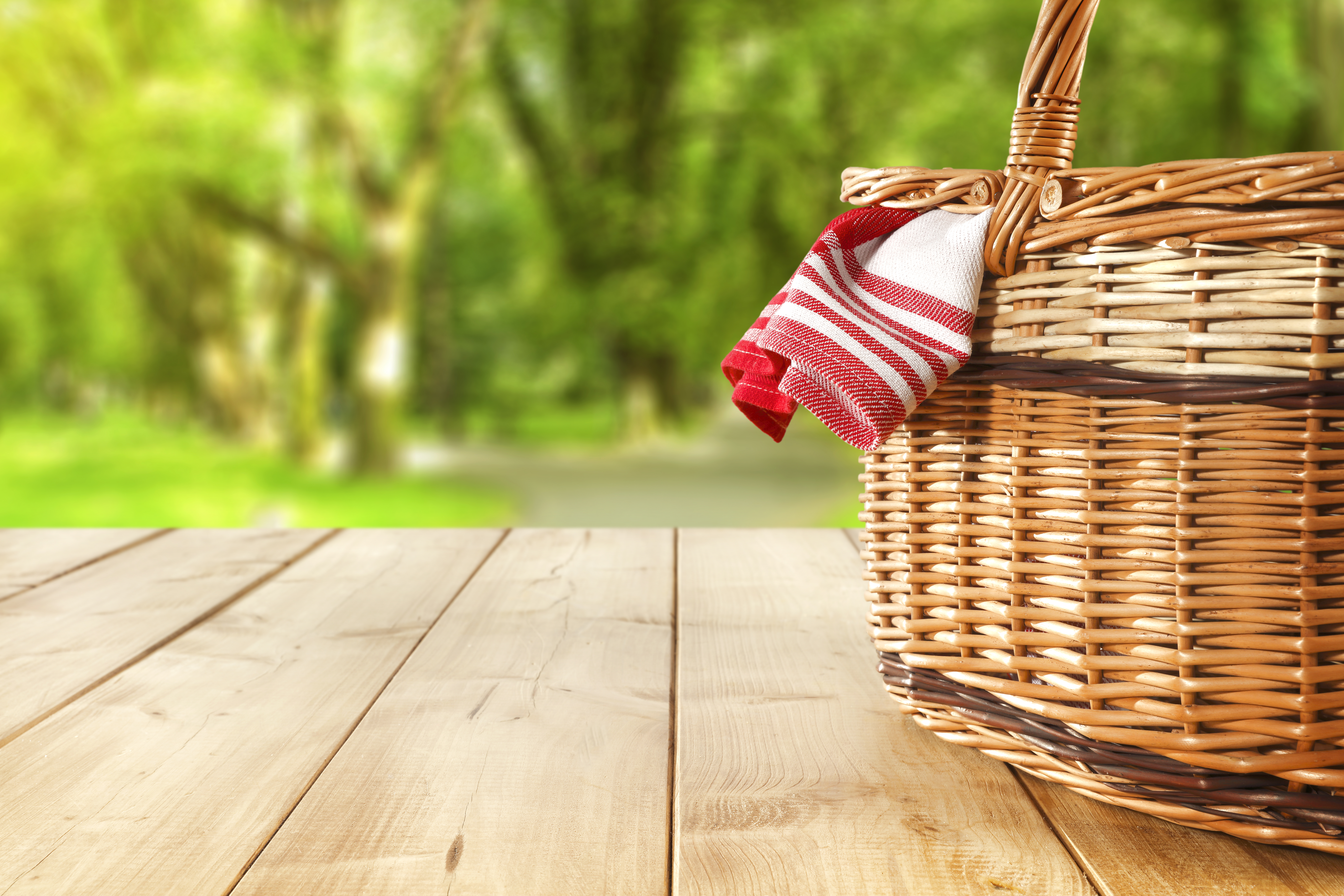 Close up of summer picnic basket