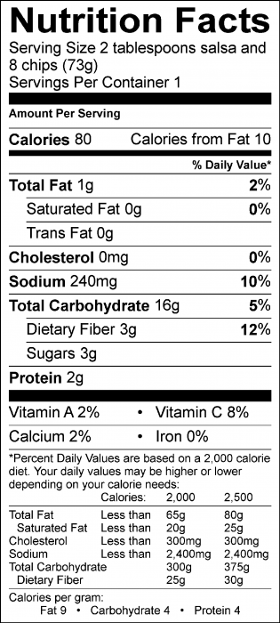 Photo of Nutrition Facts of Quick Tomato Salsa with Food Hero Baked Tortilla Chips