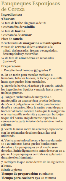 Panqueques Esponjosos de Cereza Receta