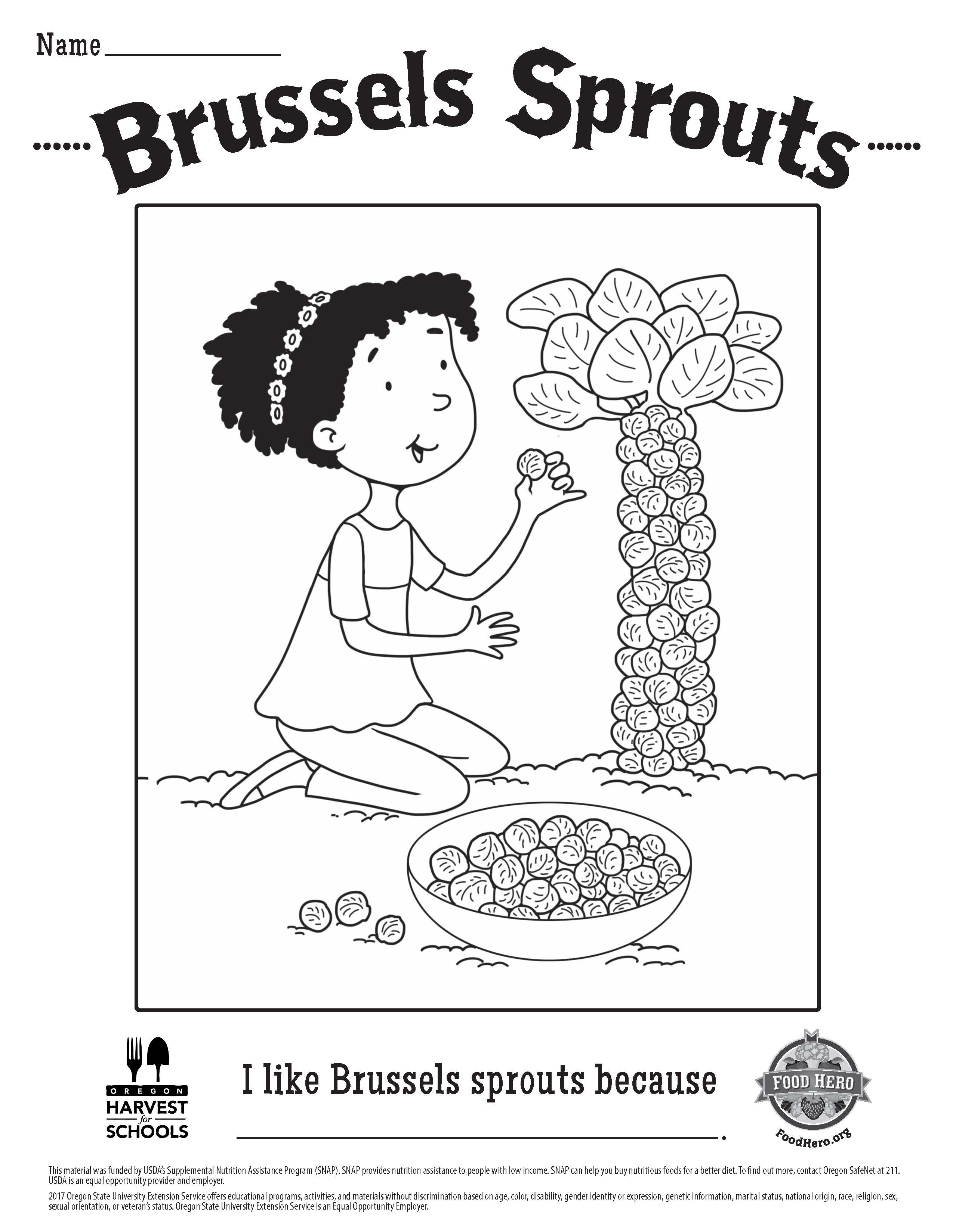 Food Hero Brussels Sprouts Coloring Sheet