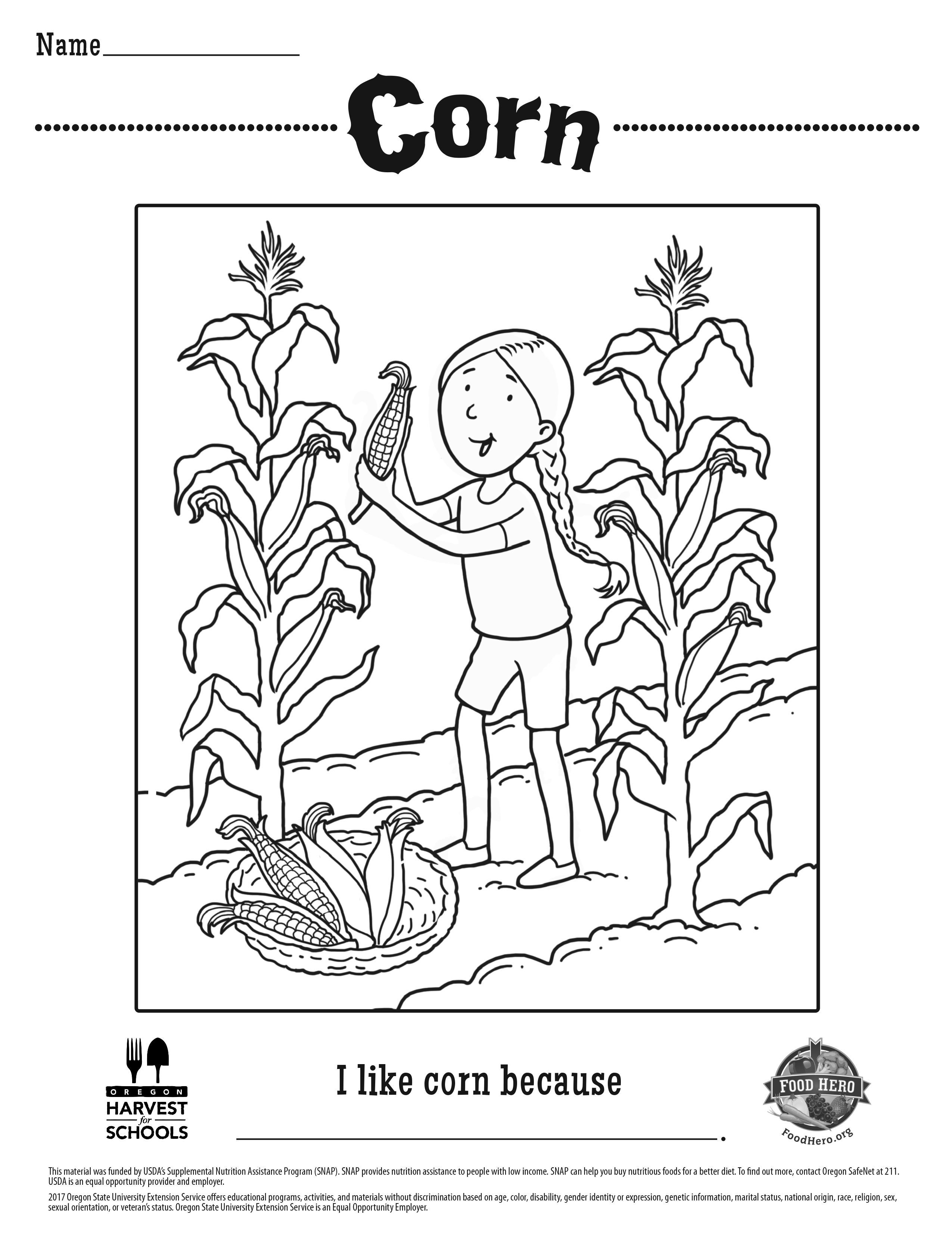 Corn Coloring Sheet 