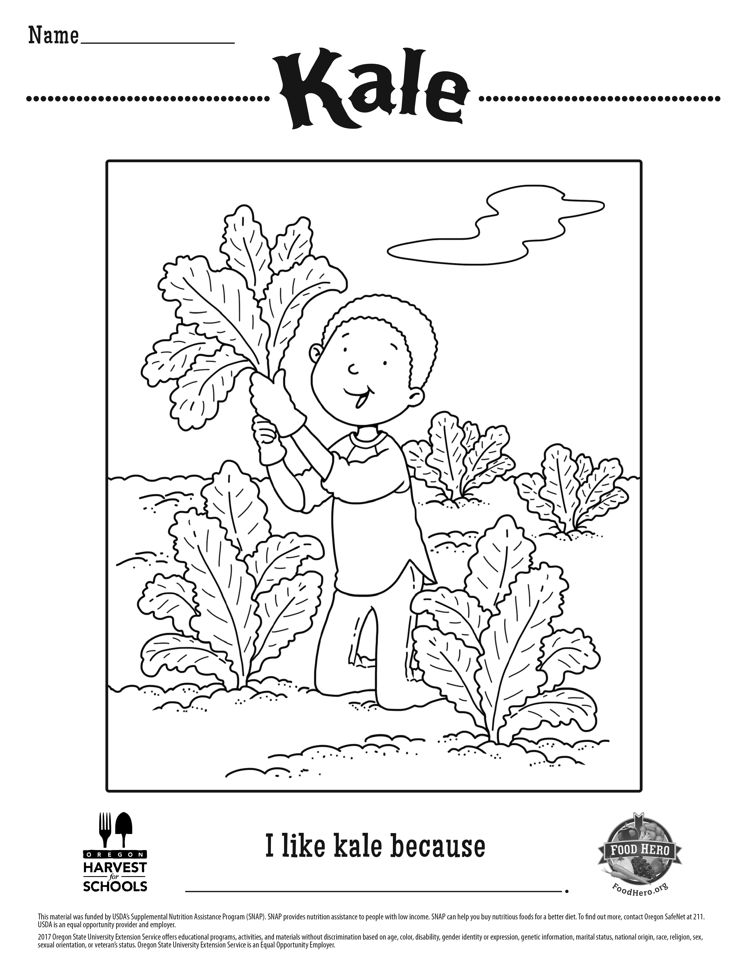 Kale Coloring Sheets