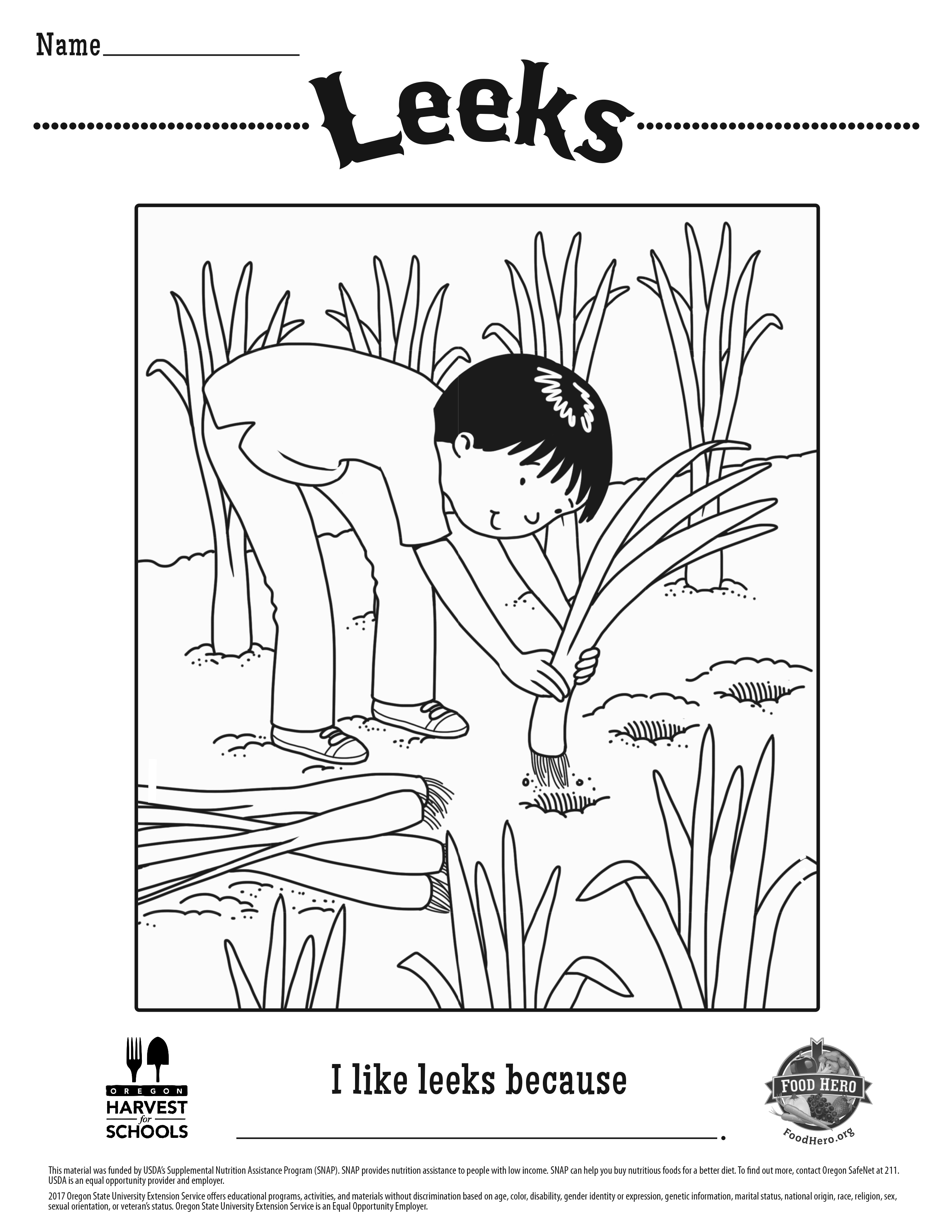 Leeks Coloring Sheet 