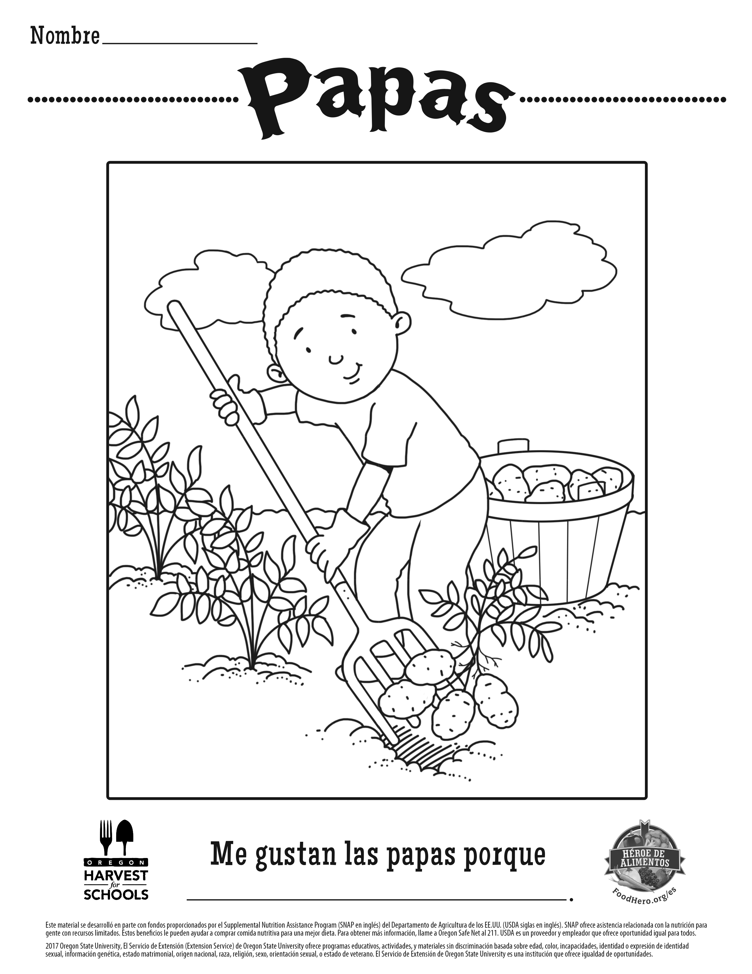 Potatoes Coloring Sheet