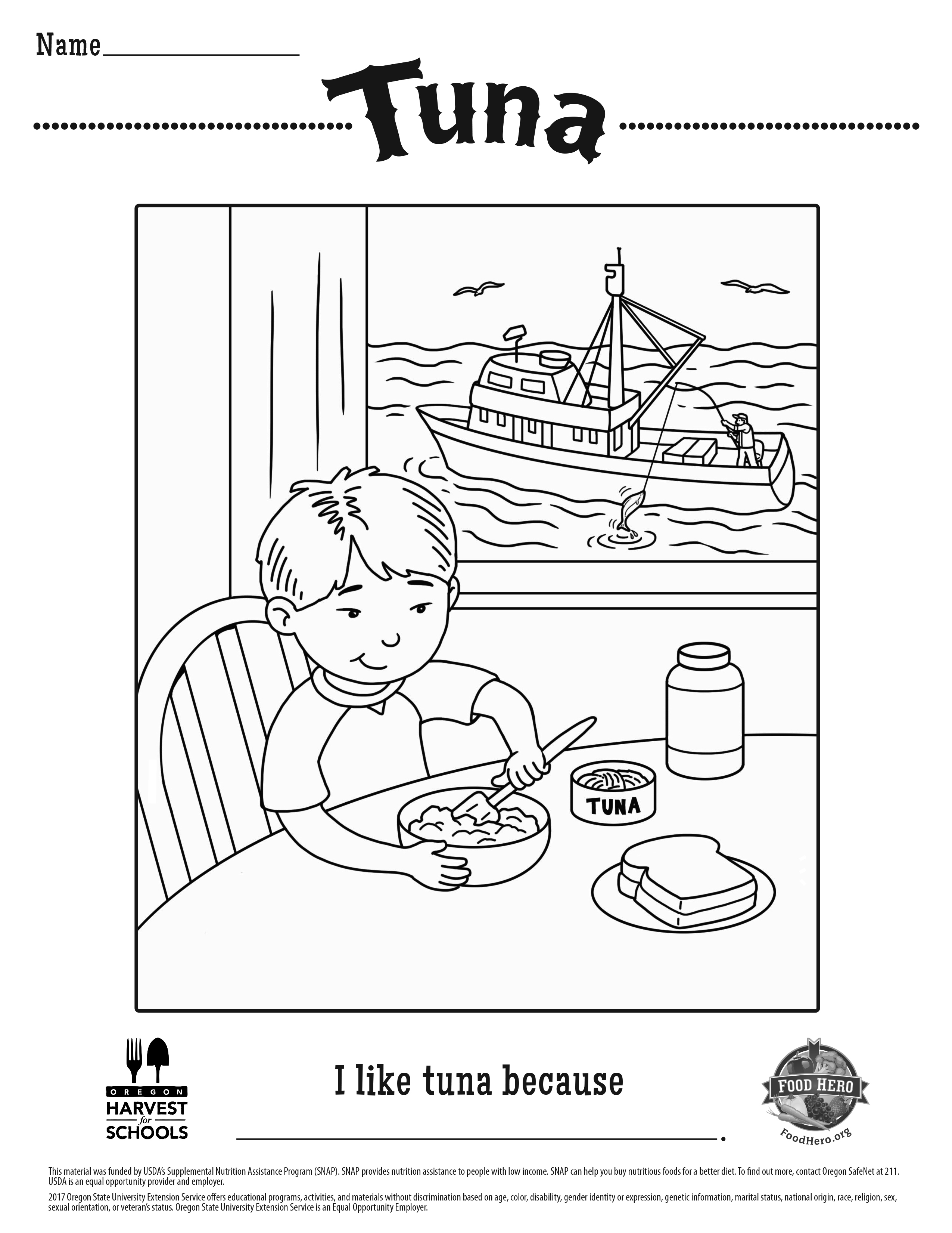 Tuna Coloring Sheet