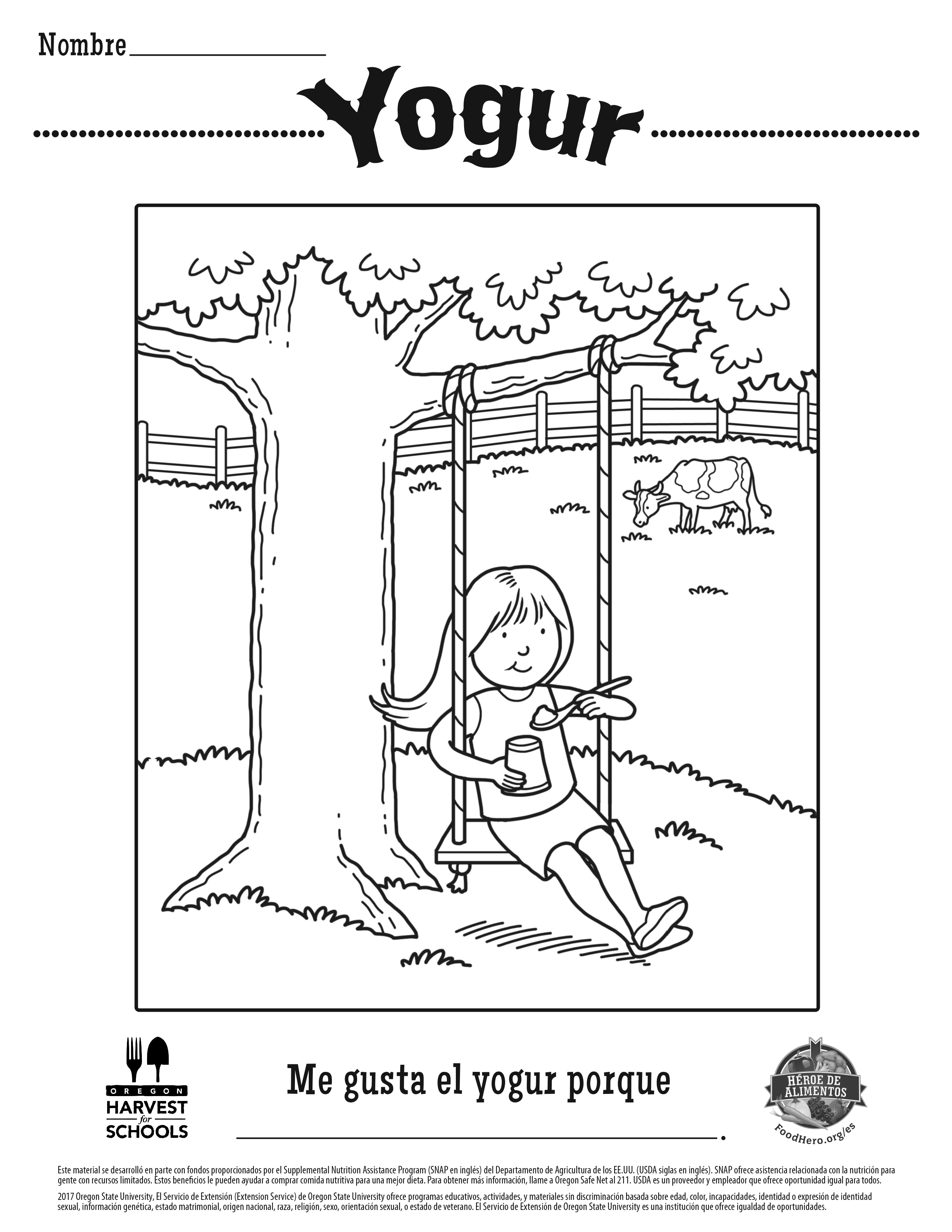 Yogurt Coloring Sheet