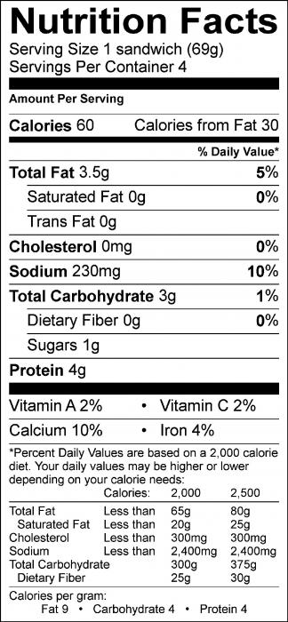 Foto de información nutricional ensalada de "huevo" con tofu