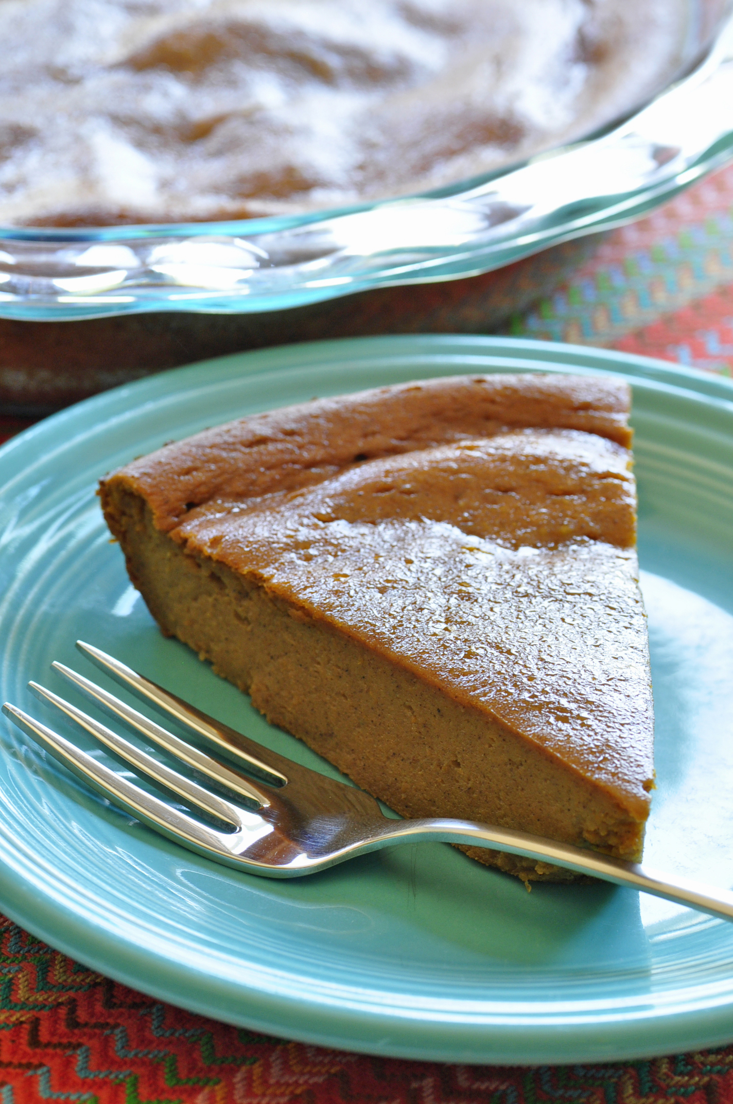 Crustless Pumpkin Pie served on plate