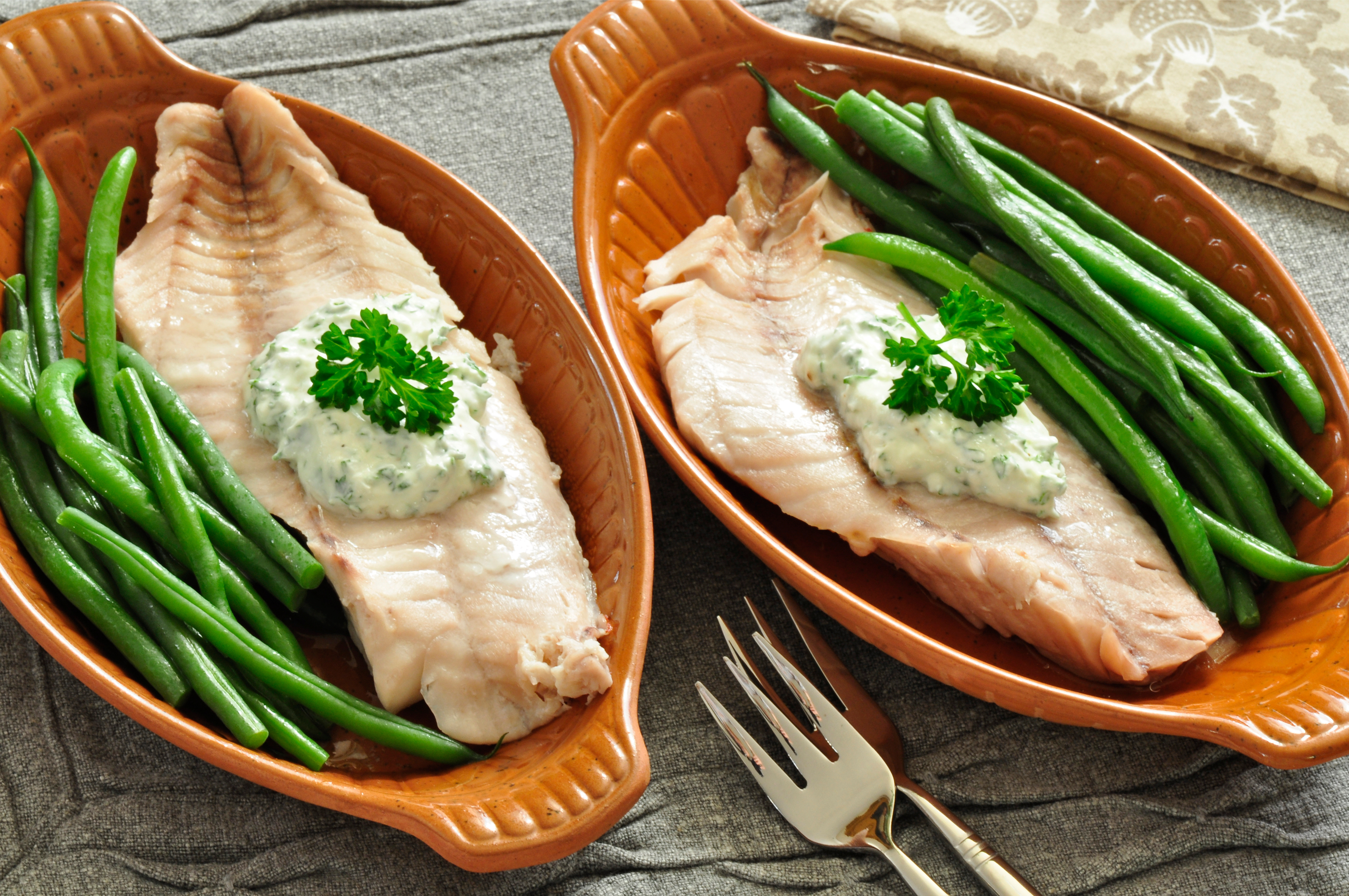 Microwave Steamed Fish Recipe Served with beans