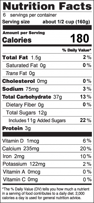 Photo of Nutrition Facts for Almond Rice Pudding