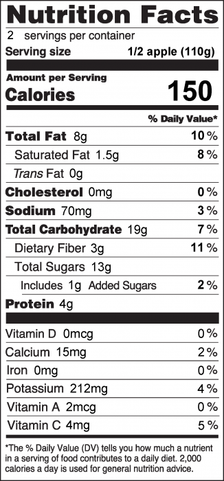 Photo of Nutrition Facts for Apple Sandwiches