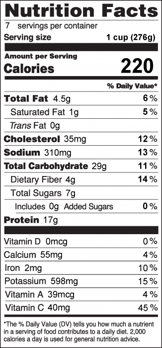 Photo of Nutrition Facts for Rice with Chicken and Vegetables