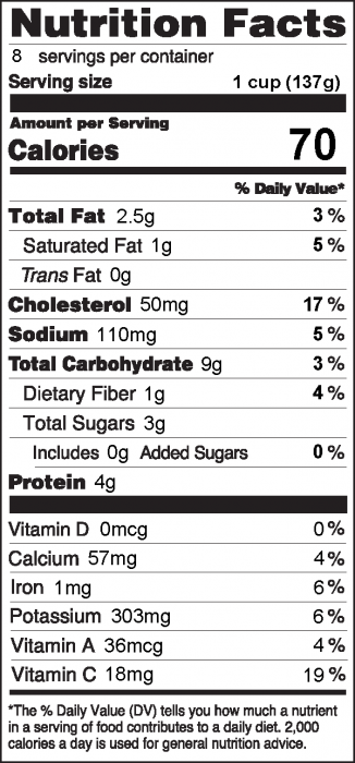 Photo of Nutrition Label for Baked Zucchini Sticks