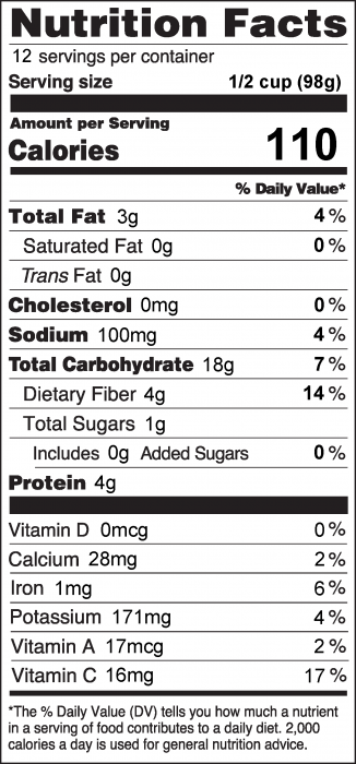 Photo of Nutrition Facts for Barley, Bean and Corn Salad