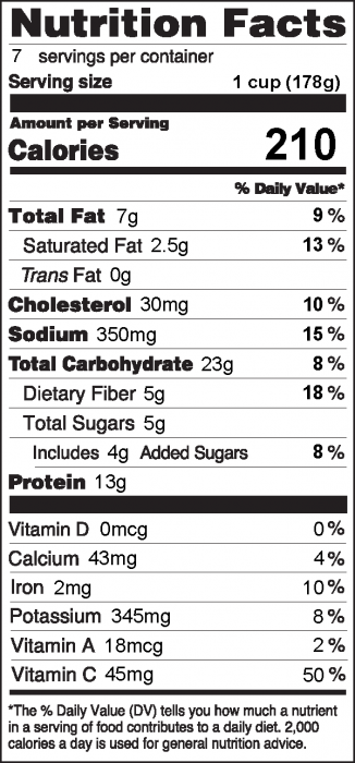 Photo of Nutrition Label for Beef and Broccoli 