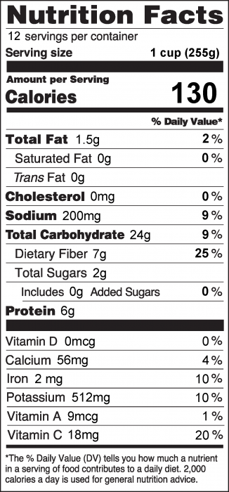 Photo of Nutrition Facts for Black Bean Soup