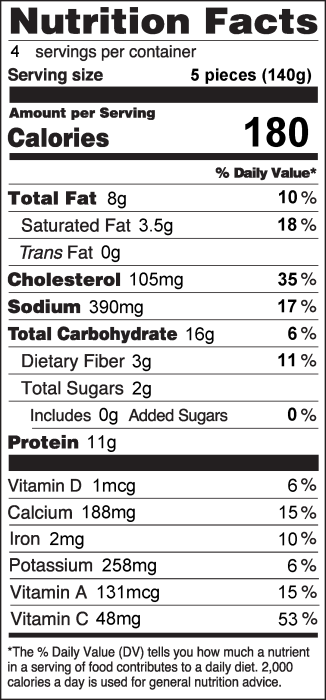Photo of Nutrition Facts for Brocco Poppers