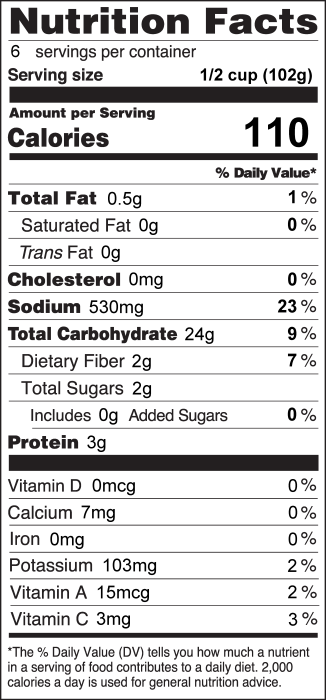 Photo of Nutrition Facts for Brown Rice with Corn and Beans