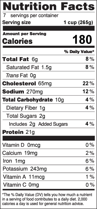 Photo of Nutrition Facts for Chicken Mole
