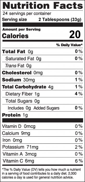 Photo of Nutrition Facts for Chunky Black Bean Dip