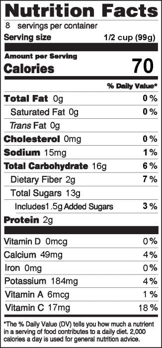 Photo of Nutrition Facts for Creamy Fruit Salad