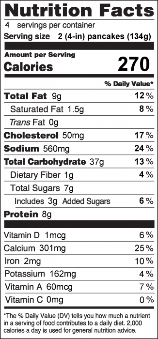 Photo of Nutrition Facts of Favorite Pancakes (without eggs)