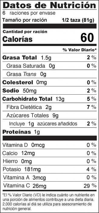 Foto de  información nutricional de Ensalada de Kiwi, Plátano y Manzana