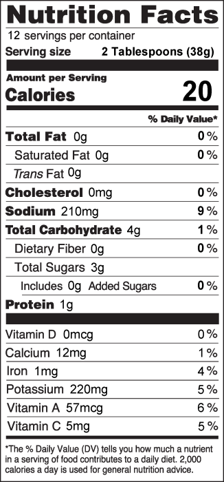 Photo of Nutrition Facts for Quick No Cook Pizza Sauce