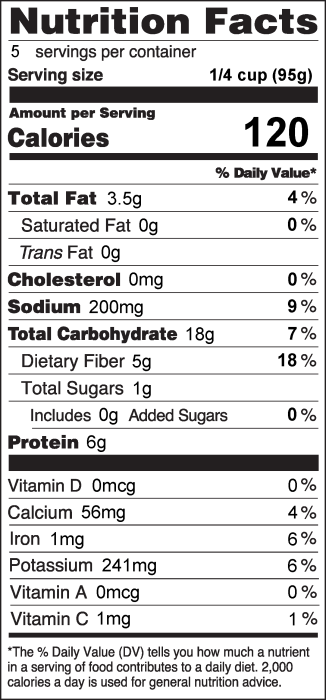 Photo of Nutrition Facts of Refried Beans