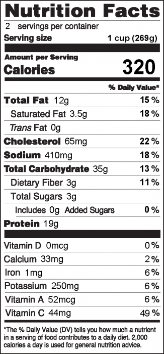 Photo of Nutrition Facts of Rice Bowl Southwestern Style