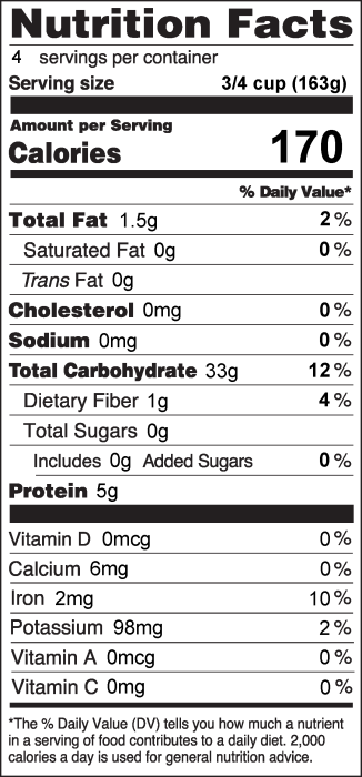 Photo of Nutrition Facts for Stovetop Millet