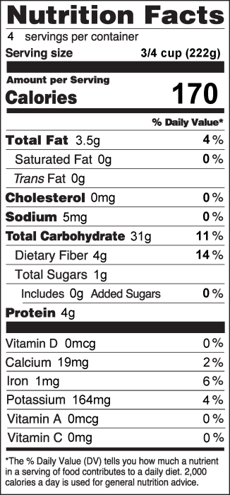 Photo of Nutrition Facts for Steel Cut Oats