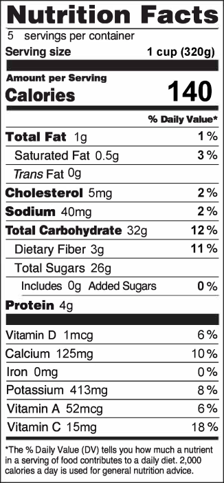 Photo of Nutrition Facts of Tropical Smoothie
