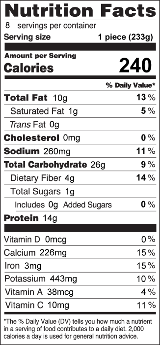 Nutrition Facts for Vegetarian Tofu Enchiladas