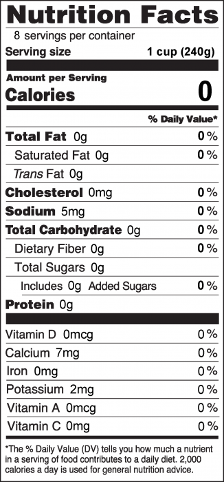 Nutrition Facts for Strawberry Kiwi Flavored Water