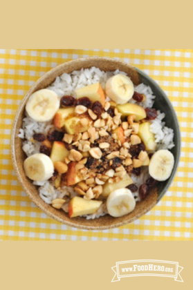 Rice Bowl Breakfast with Fruit and Nuts 