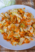 Plate of cabbage mixed with shredded carrots.