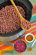 A slow cooker filled with Slow Cooker Beans