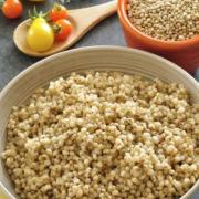 Big bowl of small sorghum pellets.