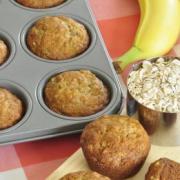 Display of Banana Oatmeal Muffins recipe
