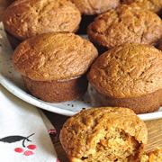 Pulled-apart fluffy and moist sweet potato muffins.