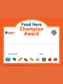 Food Hero Champion Award Certificate 