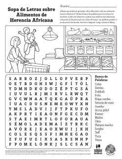 Sopa de Letras sobre Alimentos de Herencia Africana
