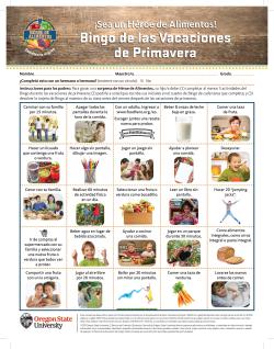 Bingo de las Vacaciones de Primavera